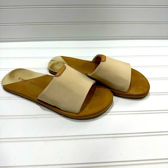 Toms Shoes - TOMS Womens Size 9 Carly Slide Sandals Tan Brown Jersey Fabric Uppers